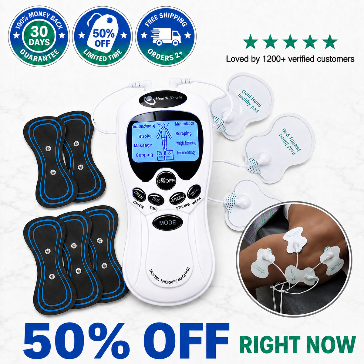 RapidRelief™ TENS Muscle Stimulator for Back, Neck, Shoulder & Sciatic Pain